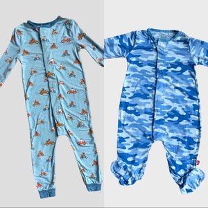 Lot of 2 Baby Boy Magnetic Me Footie/Coverall/Onesie/PJs - Magnetic Closure
